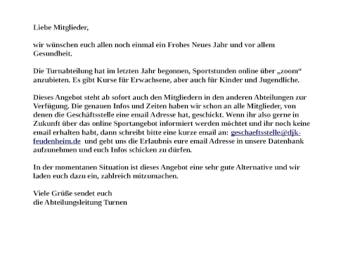 Turnabteilung Online Kurse