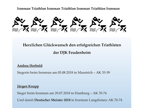 Herzlichen Glückwunsch den erfolgreichen Triathleten der DJK Feudenheim